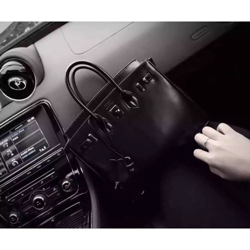 Torba typu tote Hermes Birkin 35CM, czarna, gładka skóra H6089, czarna