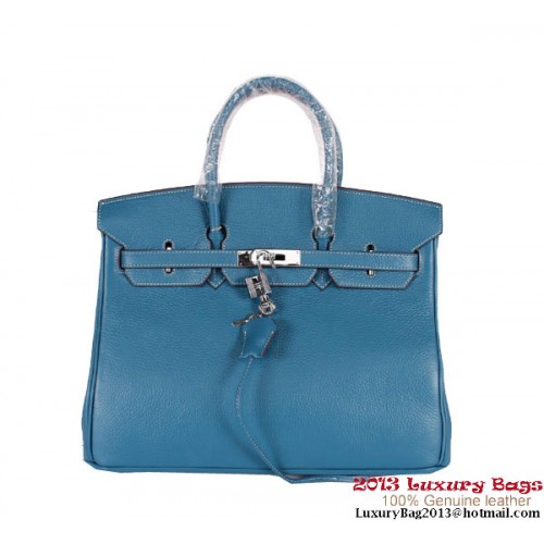 Hermes Birkin 35CM Torba typu tote Clemence Leather H-35 Niebieska
