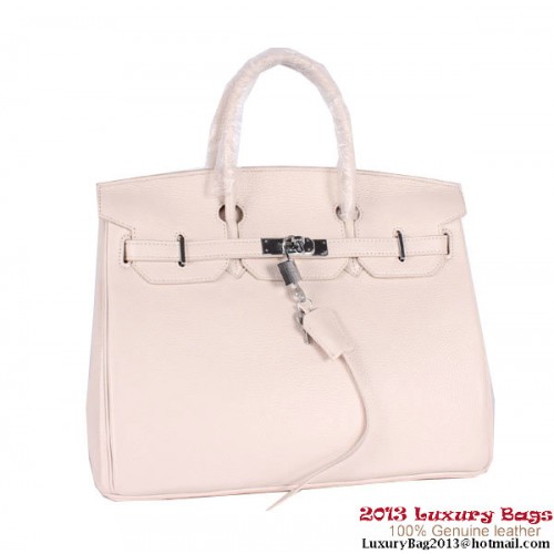 Hermes Birkin 35CM Torba materiałowa Clemence Leather H-35 OffWhite