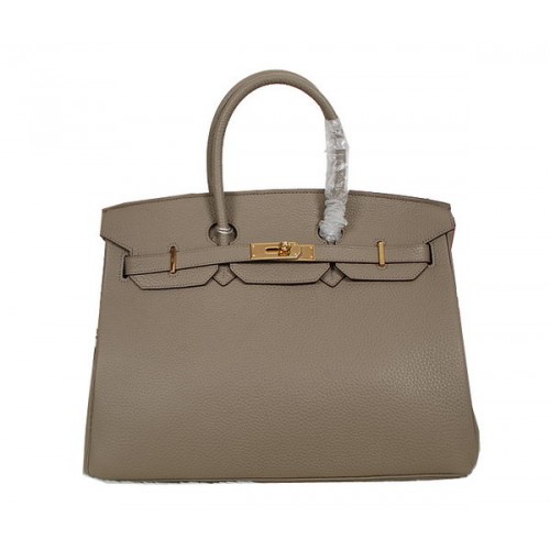 Hermes Birkin 35CM Torba typu tote Szara Clemence Skóra H35 Złota