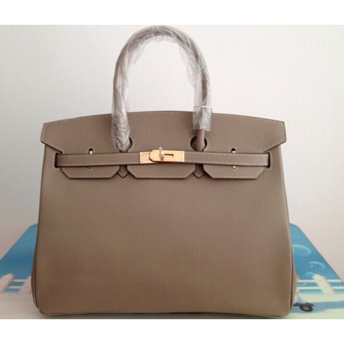 Hermes Birkin 35CM Torba typu tote Szara Clemence Skóra H6089 Złota