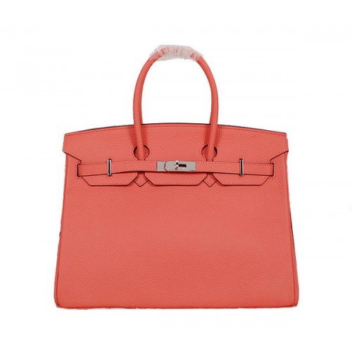 Torba typu tote Hermes Birkin 35CM w kolorze jasnoczerwonym Clemence Leather H35 Silver