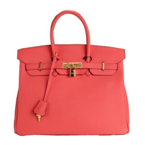 Torba typu tote Hermes Birkin 35CM, jasnoczerwona, oryginalna, skórzana, H35, złota