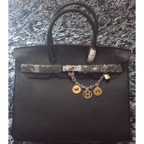 Hermes Birkin 35CM Torba typu tote ze skóry liczi HB35GL Czarna
