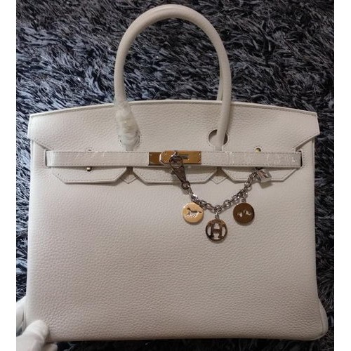 Hermes Birkin 35CM Torba typu tote ze skóry liczi HB35GL Biała