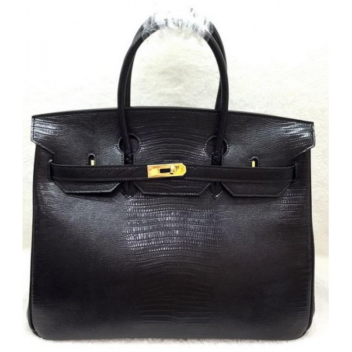 Torba typu tote Hermes Birkin 35CM ze skóry jaszczurki HB35GL w kolorze czarnym