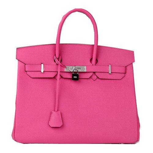 Torba typu tote Hermes Birkin 35CM, brzoskwiniowa, oryginalna, skórzana, H35, srebrna