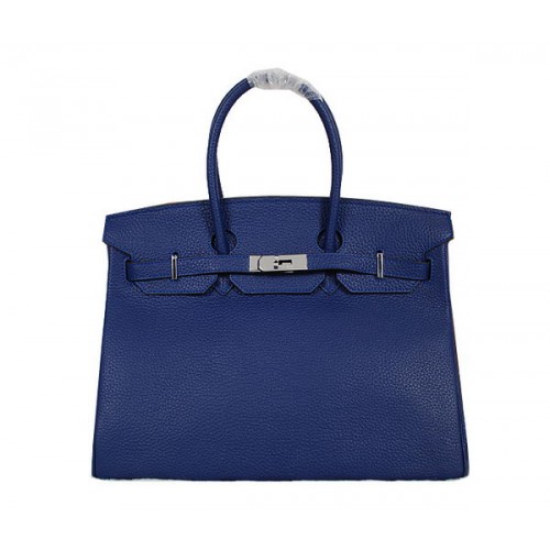 Torba typu tote Hermes Birkin 35CM RoyalBlue Clemence Leather H35 Silver