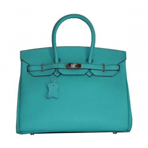 Torba typu tote Hermes Birkin 35CM SkyBlue Clemence Leather H6089 Silver