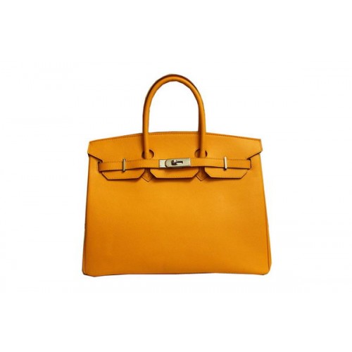 Torba typu tote Hermes Birkin 35CM, żółta, oryginalna, skórzana, BK35, złota