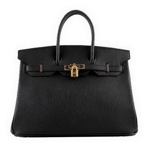 Hermes Birkin 35CM Torebka z czarnej skóry licowej H-35 Gold