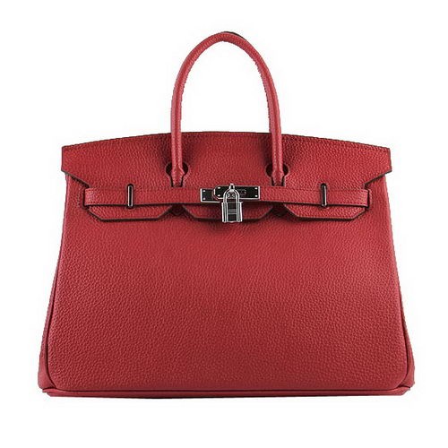 Hermes Birkin 35CM Torebka z czerwonej skóry licowej H-35 Srebrna