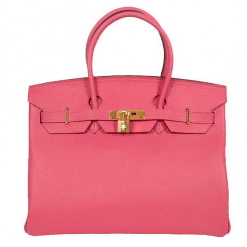 Hermes Birkin 35CM Tote Bags Gładka skóra Togo Peach Golden