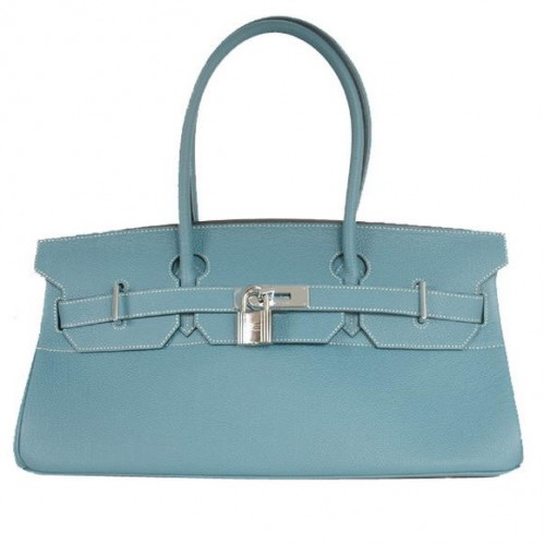 Hermes Birkin 42cm JPG Birkin Togo Leather Blue Bag Silver Hardware