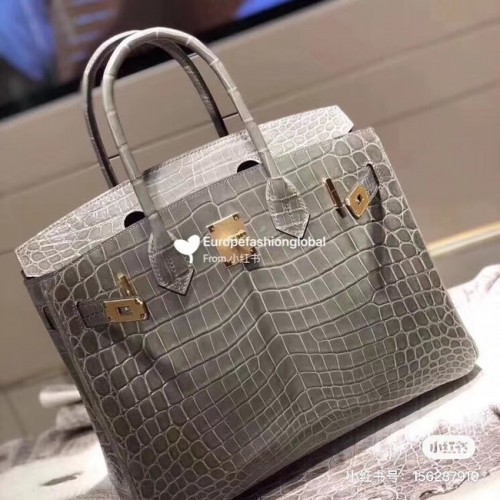 Hermes Birkin Bag Original Leather krokodyl HBK35 szary