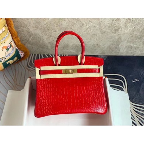 Hermes Birkin Bag Original Leather krokodyl HBK35 czerwony
