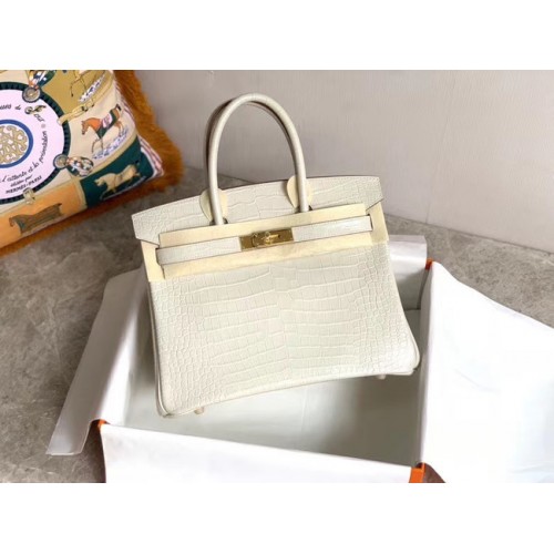 Hermes Birkin Bag Original Leather krokodyl HBK35 biały