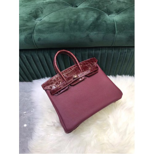 Hermes Birkin Bag Original Leather crocodile togo HBK2530 Burgundy