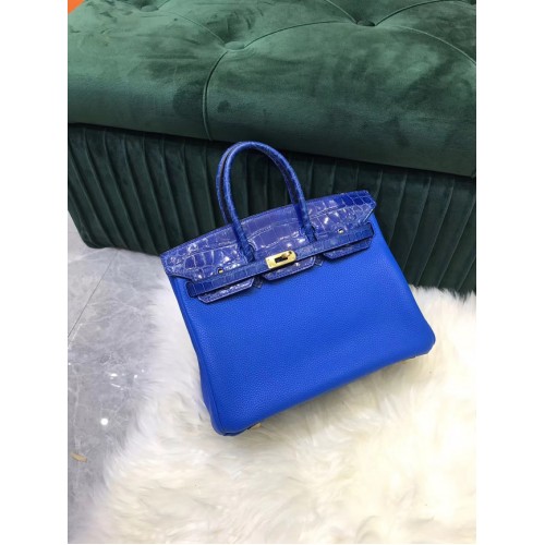 Hermes Birkin Bag Original Leather crocodile togo HBK2530 Electro optic blue