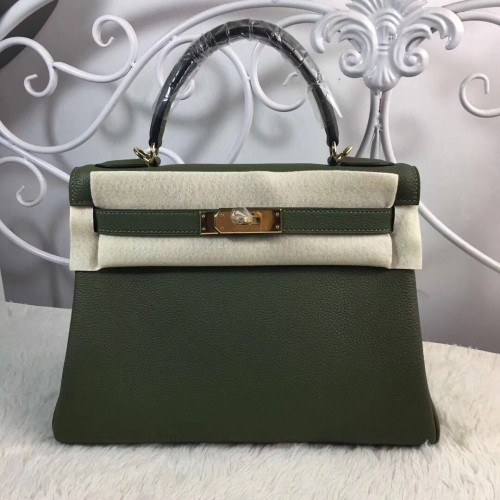 Torba typu tote Hermes Birkin, oryginalna skóra Togo, BK35, Deark Green