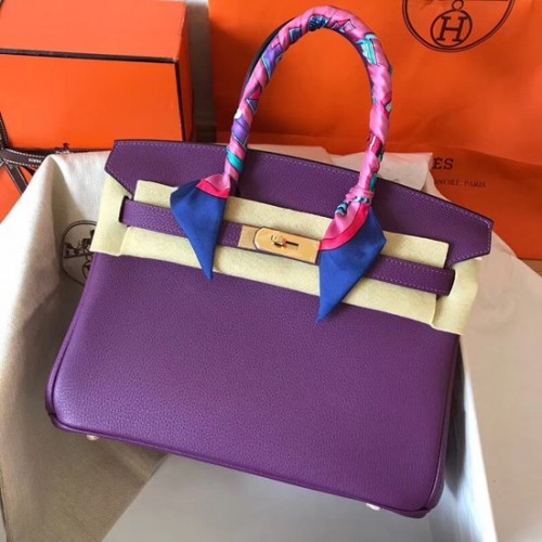 Torba typu tote Hermes Birkin Original Togo Leather BK35 fioletowa