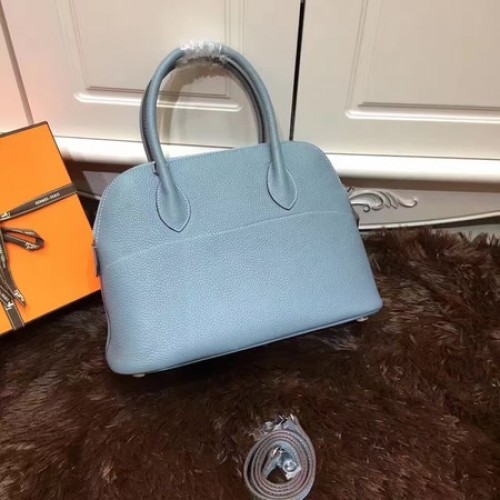 Torba typu tote Hermes Bolide 31CM ze skóry cielęcej B3302 jasnoniebieska