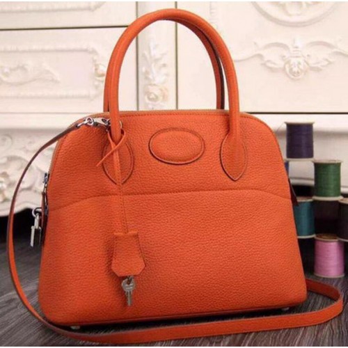 Torba typu tote Hermes Bolide 37CM ze skóry cielęcej B1004 pomarańczowa