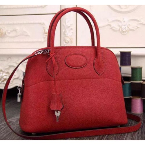 Torba typu tote Hermes Bolide 37CM ze skóry cielęcej B1004 w kolorze czerwonym