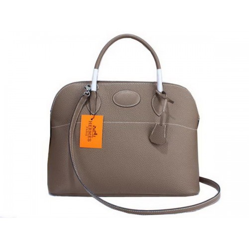 Hermes Bolide 37CM Torebki ze skóry cielęcej H509084 Szare