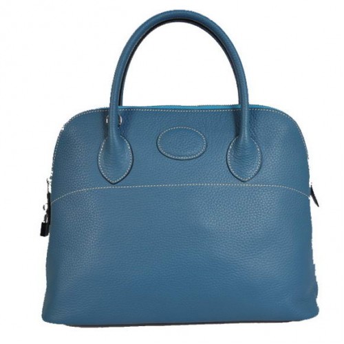 Hermes Bolide 37CM Tote Bags Clemence H1037 Blue
