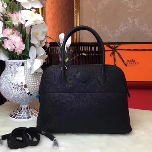 Hermes Bolide Oryginalna skórzana torba typu tote B1007 Czarna