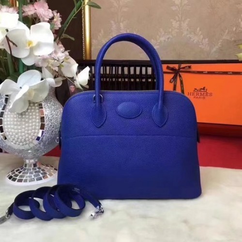 Hermes Bolide Oryginalna skórzana torba typu tote B1007 Niebieska