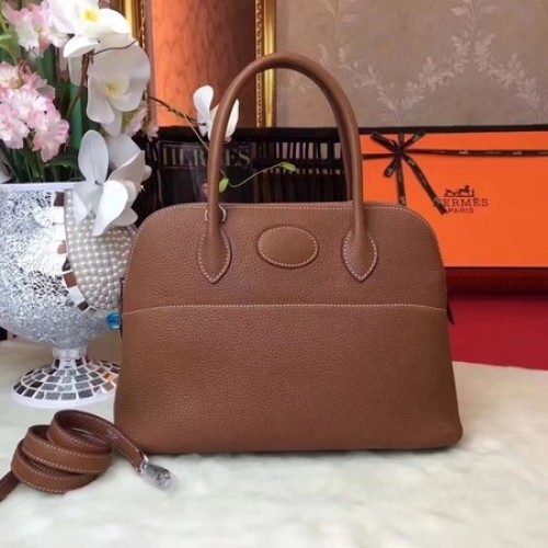 Hermes Bolide Oryginalna skórzana torba typu tote Bag B1007 w kolorze kawy