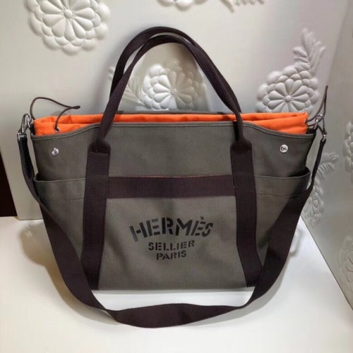 Torba na zakupy Hermes Canvas H0734 Khaki