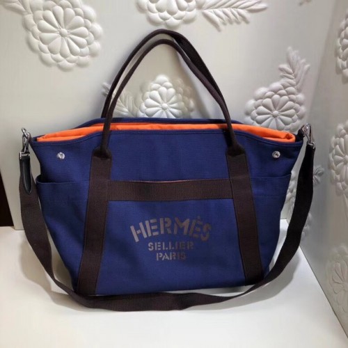 Torba na zakupy Hermes Canvas H0734 niebieska