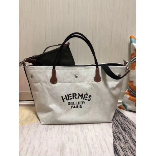 Torba na zakupy Hermes Canvas H0734 biała
