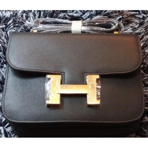 Hermes Constance Bag Litchi Leather H9998 Black