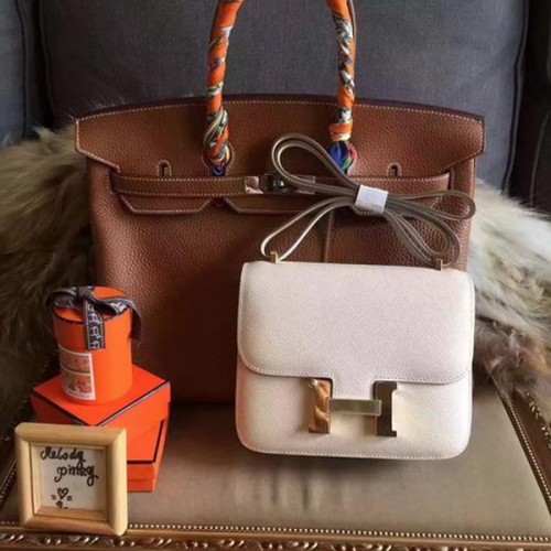 Torebka Hermes Constance Oryginalna skóra H027 Offwhite