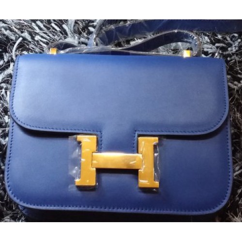 Hermes Constance Bag Gładka skóra H9998S Royal