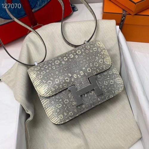 Hermes Constance Bag Togo Oryginalna skóra jaszczurcza H9999 Szara