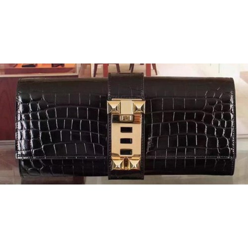 Kopertówka Hermes Croco Leather H88017 Czarna