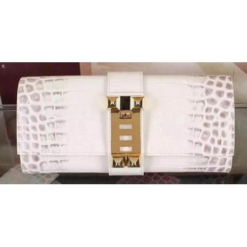 Kopertówka Hermes Croco Leather H88017 OffWhite