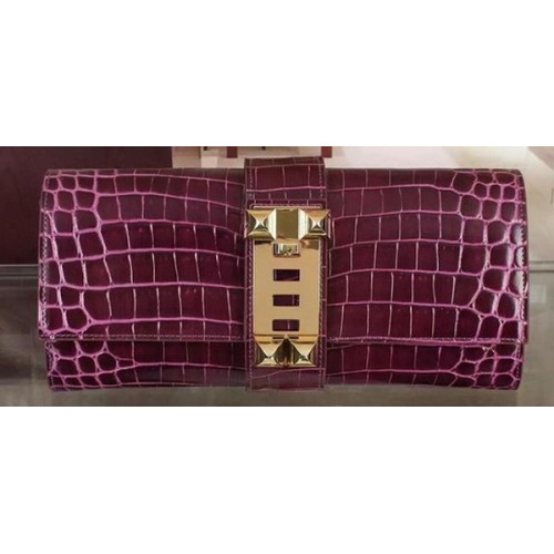Kopertówka Hermes Croco Leather H88017 Purple