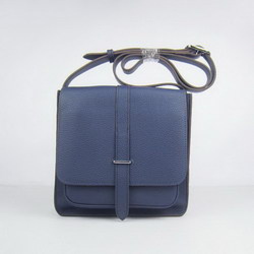 Torby listonoszki Hermes Deep-Blue Cow Leather H2811