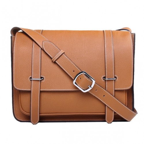 Torba listonoszka Hermes Etriviere ze skóry Togo H1069 Wheat