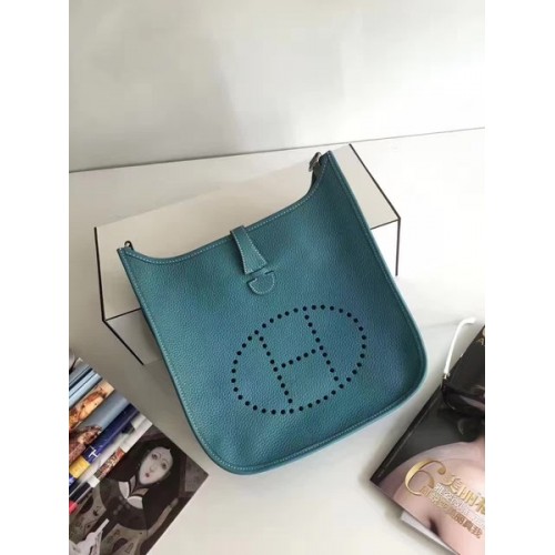 Torba listonoszka Hermes Evelyne 30 cm E3301 jasnoniebieska