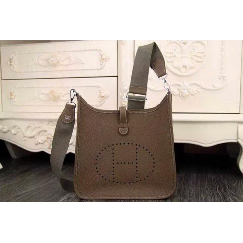 Torba listonoszka Hermes Evelyne 28 cm, oryginalna, skórzana, H1188, khaki