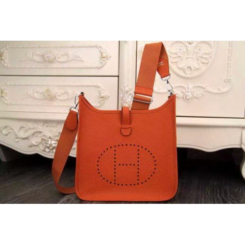 Torba listonoszka Hermes Evelyne 28 cm, oryginalna skóra H1188, pomarańczowa