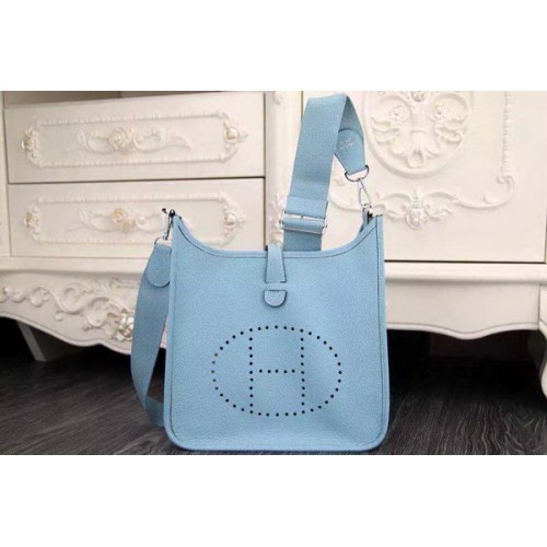 Torba listonoszka Hermes Evelyne 28 cm, oryginalna, skórzana H1188, SkyBlue