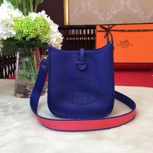 Hermes Evelyne mini 17cm torba listonoszka oryginalna skóra cielęca H1187 niebieska